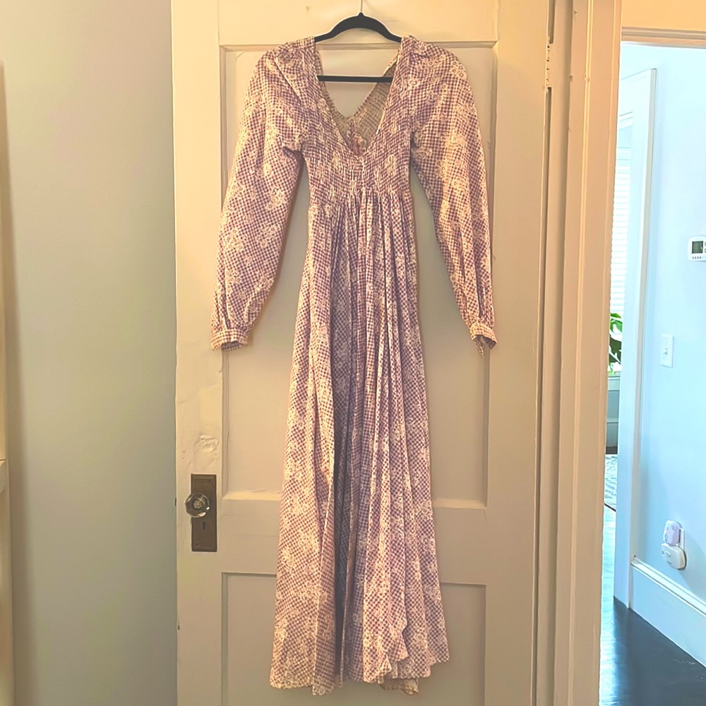 Boho, Hippie, Vintage cotton 1972 maxi dress.